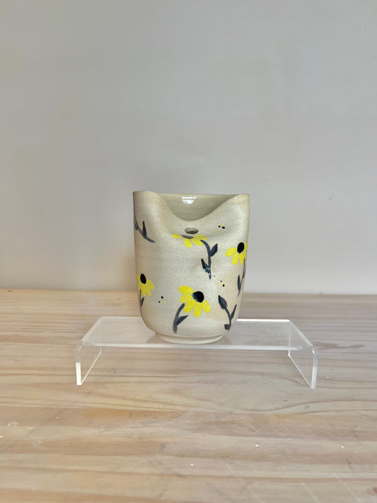 Thumbprint tumbler with glass straw